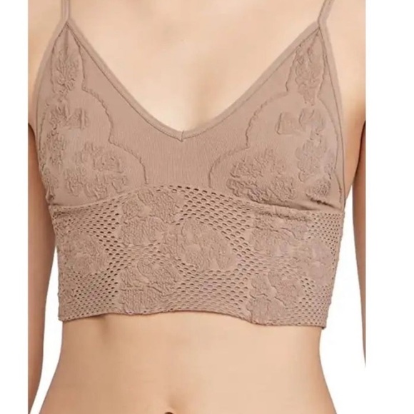 Free People Tan Longline Bralette with V-Neckline - Picture 1 of 7